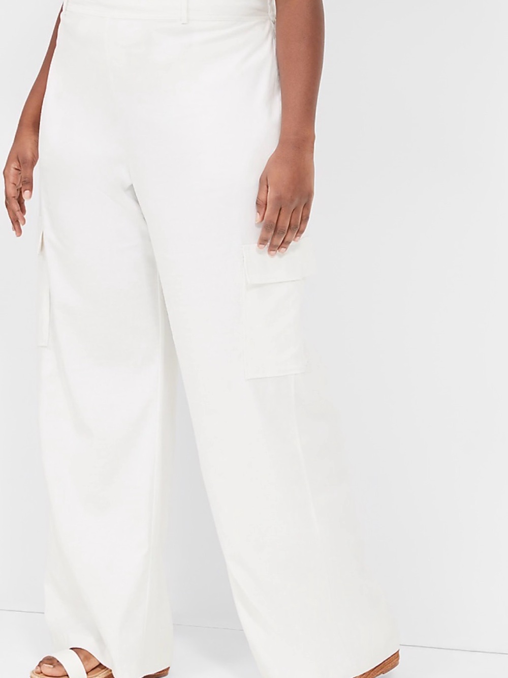 Lane Bryant White Linen Blend Wide-Leg Pants Women Size 16 - Picture 2 of 5